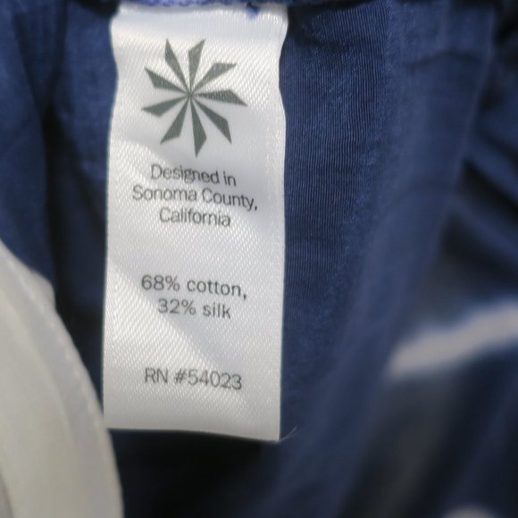 ATHLETA TIE DYE STRIPE KAFTAN SHIRT coverup blue white button silk beach LARGE - Picture 10 of 13